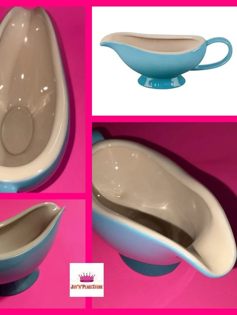 NEW Le Creuset Stoneware Caribbean Gravy Sauce Boat Teal